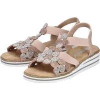 Rieker Sandale Schlupfschuh, Sommerschuh, Urlaubsschuh mit Glitzersteine