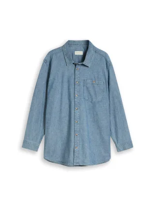 Tom Tailor - Plus Size - Jeanshemd mit Brusttasche mid blue denim check - Gr. - 5XL