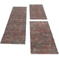 Carpettex Hochflor-Bettumrandung Unicolor - Einfarbig, Höhe 30 mm, (Bett-Set, 3-tlg., Bettvorlage), Schlafzimmer Teppich Bettumrandung Läufer Set 3 teilig