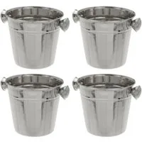 Koopman Eiseimer Eiswürfelbehälter Edelstahl 11x11 cm Mini 2 Griffe 4er Set, 4tlg, 11x11cm, Edelstahl, 2 Griffe, Barzubehör