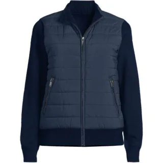 Strick- & Stepp-Bomberjacke für Damen, Damen, size: regular, Beige, Polyester/Polyester-Mischung, by Lands' End