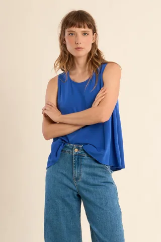 molly bracken - Ärmelloses Top in ausgestellter A-Linie blau - Gr. - L