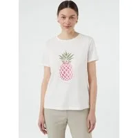 comma Kurzarmshirt T-Shirt T-Shirt mit Glitzer-Artwork
