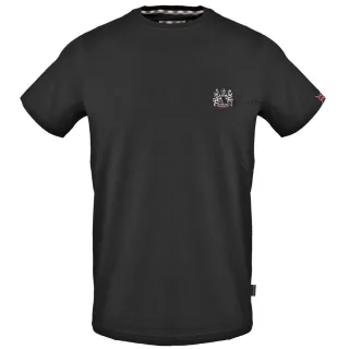Aquascutum kleines schwarzes T-Shirt mit Aldis-Logo auf der Brust