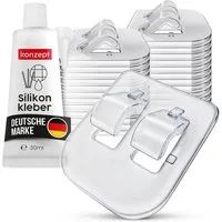 KONZEPT Klebehaken & Montagekleber,Fixierung auf jeder Oberfläche, Beton, Metall und Kunststoff – auch bei Regen, Hitze oder Frost, (50-St), Befestigungsset für Katzennetze, Taubennetze,LED-Streifen, Dekoartikel