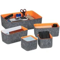 relaxdays Aufbewahrungskorb 5-teiliger Schubladen Organizer Filz