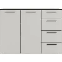 Manjana Möbel Kommode mit Schwarz matten Metallgriffen in verschiedenen Ausführungen, mit Soft-Close-Funktion, mit melaminbeschichteter Oberfläche