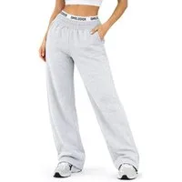 Smilodox Jogginghose Thalea, Jogger Damen, Wide-Leg mit Tunnelzug und Logo Weites Bein, Seitentaschen mit Rippeinsatz, Logo-Stitching, Freizeit