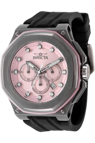 Invicta Akula 49141 Herrenuhr - Quarzwerk - Edelstahl mit rosa Zifferblatt - 50 mm