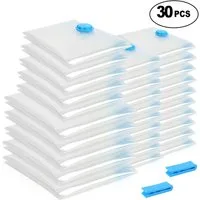 JEOBEST Bücherregal Vakuumbeutel für Kleidung Bettdecken Bettwäsche, (30 Stück 40x60/70x50/100x70 cm) Wiederverwendbar Kleiderbeutel