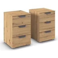 rauch Nachtkommode Nachttisch Nachtkonsole COSTA Set mit farblich passenden Metallgriffen (2 St., in 2 Griff-Farben, Breite je 40 cm), je drei geräumige Schubladen MADE IN GERMANY
