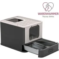 Warenhammer Katzentoilette Edelstahl - Katzenklo Premium pflegeleichtes Katzenklo mit Schublade, Abmessungen : 54,3 x 42,3 x 38 cm