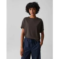 OPUS Kurzarmshirt Setama mit Rippstruktur Boxy Shirt Der abgerundete Saum wirkt modern und unkompliziert