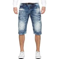 Cipo & Baxx Jeansshorts Herren Regular Fit Kurze Hose Stonewashed BA-20CB13 mit Destroyed Effekt für modische Männer