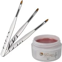 Sun Garden Nails UV-Gel 30 ml UV Aufbaugel - Cover Camouflage Nail Gel + 3 tlg. Pinselset