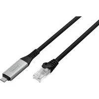 USB-C 3.2 Gen1 > RJ-45 Ethernet Kabel, 1Gbit/s, Adapter schwarz, 15 Meter, 10/100/1.000Mbit/s
