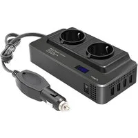 QUBEBU Wechselrichter Spannungswandler Auto KFZ Stromumwandler Wechselrichter Inverter 12V, (200W Zigarettenanzünder-Verteiler, Elektro-Adapter, mit 4 USB-Ladeanschlüssen und 2 AC-Steckdosen), für Fahrzeuge mit neuer Energie, LKWs und Wohnmobile.