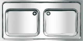 KWC Aquarotter Gewerbespüle, MAXIMA, Edelstahl, 2 Becken, 1200x432x600 mm, 2000057702 2000057702