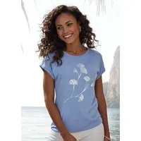 LASCANA Kurzarmshirt mit schimmerndem Blumenprint Sommershirt aus luftiger Viskose-Qualität