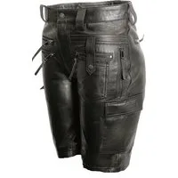 Be Noble Lederhose Casanova Schwarze Ledershorts mit Reißverschlüssen und Cargotaschen