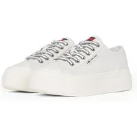 Tommy Jeans TJW FOXING VULC LC LEATHER Plateausneaker, Freizeitschuh, Halbschuh, Schnürschuh, Kontrast-Schnürsenkel