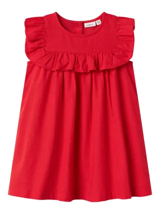 NAME IT - NMFFALINNEN CAPSL DRESS chinese red - Gr. - 122