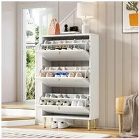 MODFU Schuhschrank Schuhkipper mit 3 geriffelten Türen (Schuhschrank mit 6 Ablageflächen für den Eingangsbereich, 1-St., B73/T23/H125 cm)