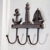 Antikas Wanddekoobjekt Flurgarderobe, 3 Haken, Maritim, Eisen, Braun