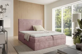 Boxspringbett Schlafzimmerbett ARNAU PREMIUM 180x200cm Stoff Tilia Rosa