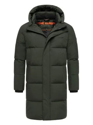 Stone Harbour Herren Steppmantel Hadrieen mit Fleecefutter & Kapuze
