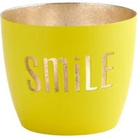 Giftcompany Windlicht Madras Windlicht M Smile neon gelb/gold 8,5cm