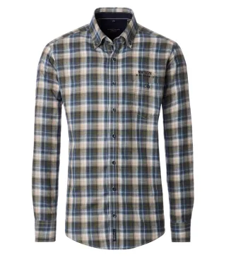 CASAMODA - Casual Fit: Freizeithemd beige/blau/grün - Gr. - XL