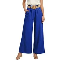 dy_mode Palazzohose Damen High Waist Palazzohose Weitbein Hose Schlupfhose Sommer Strand in Unifarbe, High Waist, mit elastischem Bund