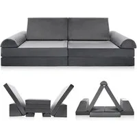Meulbaty Kindersofa Spielsofa für Kinder, Kindersofa aus 10 Schaumstoffbausteinen, Flexibel Kombinierbare Kindercouch 1 Teile, Modulares Spielsofa zum Spielen, Kreativsein, Schlafen