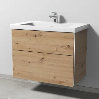 Sanipa 3way Waschtischunterbau zu Villeroy & Boch Subway 3.0 Waschtisch mit 2 Auszügen, Eiche Natura BR84885
