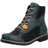 Rieker Schnürstiefelette Boots, Schnürboots, Blockabsatz mit bunten Applikationen
