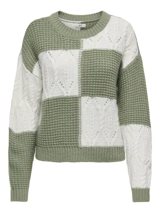 JDY - JDYJUSTY L/S MIX STRUC PULLOVER KNT NOOS sea spray - Gr. - XL