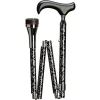 Stockshop Gehstock Faltstock Physio Ornament, Derbygriff Buchenholz, Leichtmet.