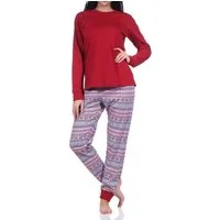 Normann Pyjama Normann Damen Schlafanzug mit Bündchen im wunderschönen Ethnolook