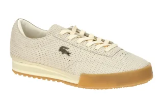 Lacoste Aura_Da Beige Offwhite/Gum Damen Retro Sneaker Echtleder Nubuck