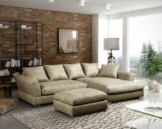 Couchgarnitur TIZIAN diverse Stoff und Farbvarianten/ Rechts+Hocker