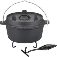 GSW Feuertopf Black Iron BBQ, Gusseisen (1-tlg), Dutch Oven zur Anwendung auf dem Grill, Feuer oder Backofen