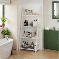 BBWL Leiterregal Leiter Bücherregal 4 Ebenen weiß Holz MDF, Standregal modern offen platzsparend Wohnzimmer Homeoffice stabil