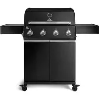 BURNHARD® Gasgrill 4-Brenner, 15 kW, 4 Edelstahlbrenner, Piezo-Zündung, große Grillfläche 70x41,5 cm, Gussrost, für bis zu 15 Personen, Outdoor BBQ – Big FRED Base