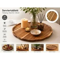 Koopman Tablett Serviertablett Dekotablett Obstteller Akazie 33cm, Akazie, (Stück, 1-tlg., Packung), 1,5cm hoch, Braun, Naturprodukt, Wohnaccessoire, Einzelstück