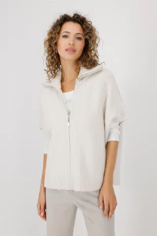monari - Strickcape mit Zopfmuster oat milk - Gr. - 40