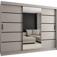 ABIKS MÖBEL Schwebetürenschrank RUBINO V 250 Schlafzimmerschrank mit Schiebetüren Kleiderstange Regale