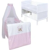Baby-Delux Komplettbett Babybett Jack Komplettset, 10-tlg., Kinderbett 70x140 cm weiß, Bettset verschiedene Designs