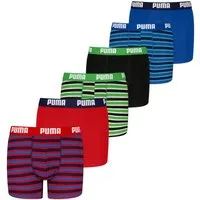 PUMA Boxershorts PUMA BOYS EVERYDAY STRIPED BOXERS (6er Pack) ohne Eingriff, mit elastischem Logobund, Multipack