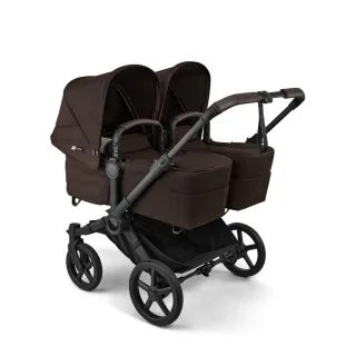 Bugaboo Donkey 6 Twin Complete Black/Cocoa Brown Kinderwagen-Set mit Liegewannen und Sitze